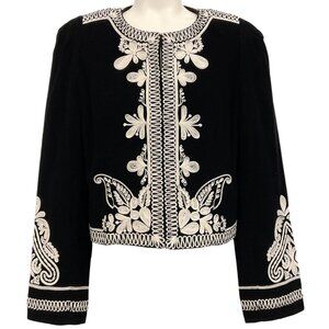 Figue Black Bead Embroidered Crop Dori Matador Jacket